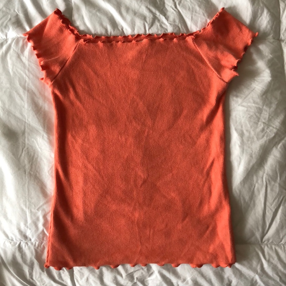 Off the shoulder coral top!! Aeropostale